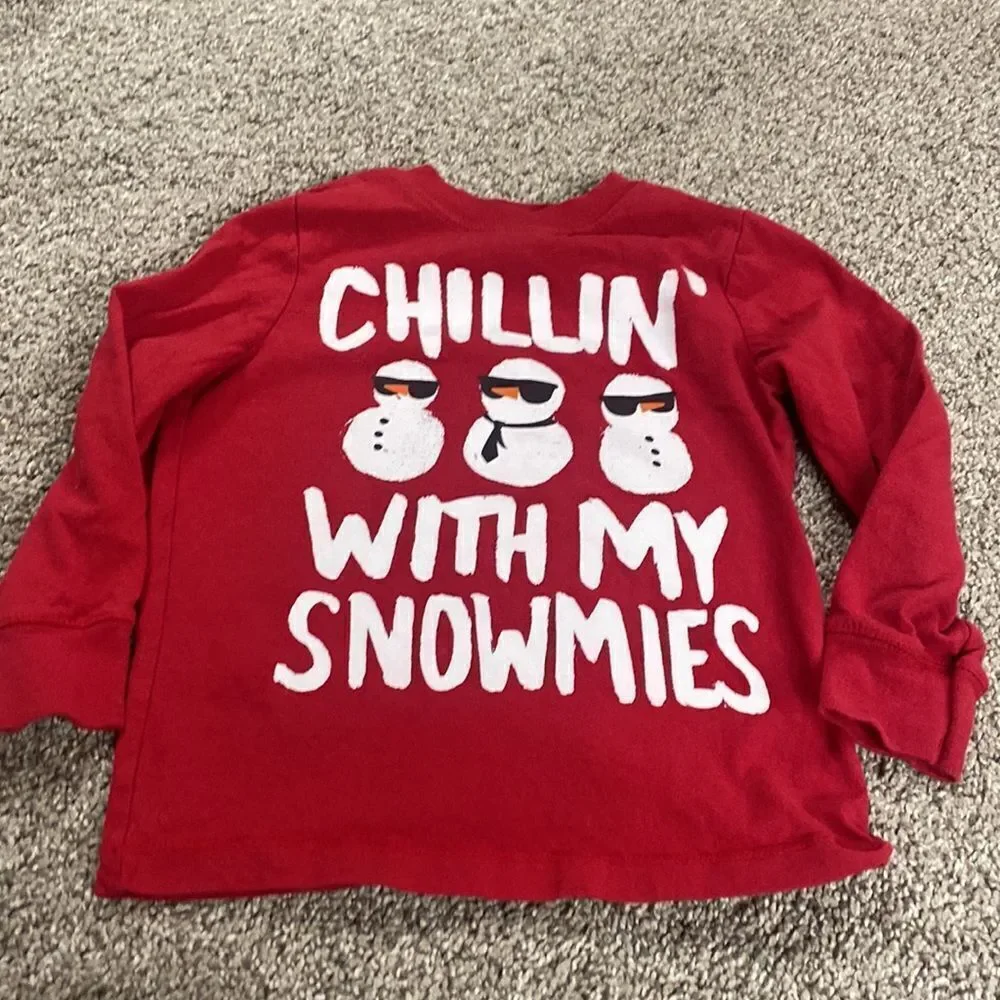 Christmas 🎄 Holiday Casual shirt ⛄️ snowman 4T Red